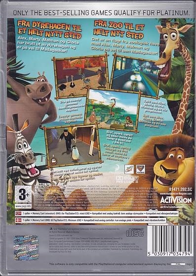 Madagaskar - PS2 Platinum - Dansk Manual (B Grade) (Genbrug)